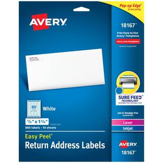 Avery 18167 18167 Hvide mailingetiketter 10 ark