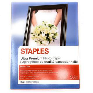 Staples Photo Supreme Paper 8 1/2 """" X 11 """" Dobbeltsidet mat 50/pakke