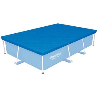 Bestway 58105 FlowClear Pro 102 x 67 tommer rektangulær UV -resistent polyethylen over jorden swimmingpool dækning med reb blå