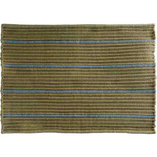 STRIPE dørmåtte 50x72 cm - olive/blå - genanvendt polyester
