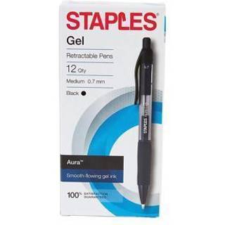 Staples 2072167 Aura Gel udtr?kkelige Pens 0,7 mm sort 12pk (29195)