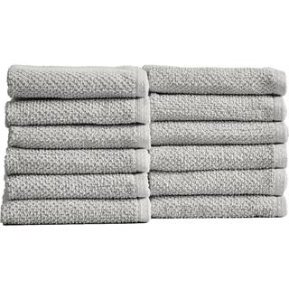 Grå vaskeklud-100% bomuld 12-pakke 13x13 vaskeklud-Absorberende hurtigtørrende holdbare ansigtshåndklæder til badeværelsesindretning-lavt-twist t