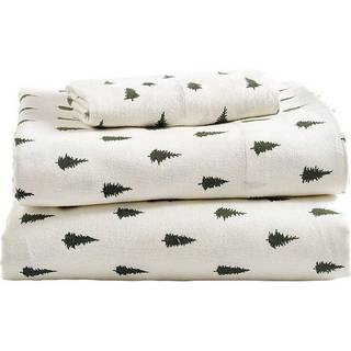 G.H. Bass grantræer 100% bomuldsflanelark sæt fladt 2 pudebetræk konge skovgrøn