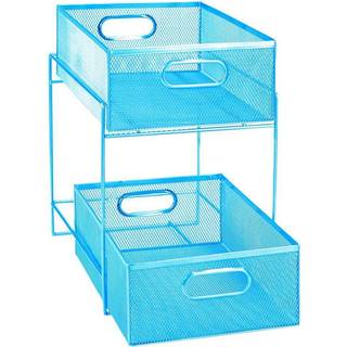 Mind Reader Supply Storage Makeup Accessory Organizer One Size Blue 2 Tier Mesh