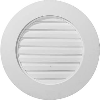 Ekena Millwork 23 """" W x 23 """" H X 1 5/8 """" P Round Gable Vent Louver m/ bred trim funktionel
