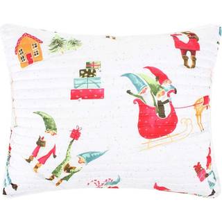 Levtex Home Merry & Bright Collecion - Gnome til ferien - Quilted Standard Sham - Christmas Gnomes - Red Green and White - Reversible - Polyester