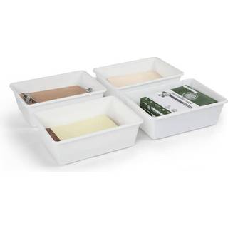 Ydmyge bes?tning hvide store plastopbevaringsboks s?t p? 4