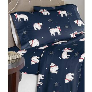 PoinTeaaven 180 GSM 100% bomuldsflanelark s?t - Twin XL Snow Bear - Varm & hyggelig - Pre -shrunk -deep lommer - Elastisk alt omkring komplet dob