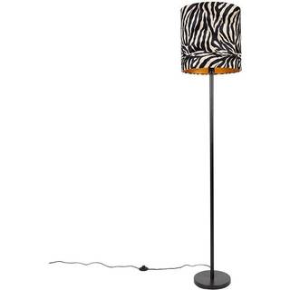 Moderne gulvlampe sort stofskærm zebra 40 cm - Simplo
