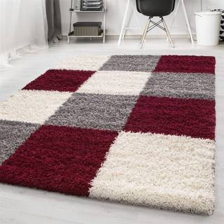 Life Shaggy Tæppeløber Ternet - Rød - 80x250 (Løber)