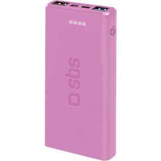 SBS Powerbank m. 2x USB-A & 1x USB-C 10W - 10.000 mAh - Pink