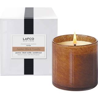 Lafco New York Classic Candle Amber Black Vanilla - 6,5 oz - 50 -timers forbr?ndingstid - Genanvendeligt h?ndbl?st glasfart?j - lavet i USA