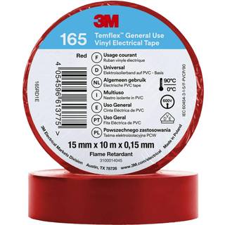 3M TemflexTM el vinyltape 165 rød 15 mm x 10 m