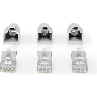 Nedis RJ45-stik | RJ45 Pass Through | Fast/strenget FTP CAT6a | Lige | Guldplateret | 10 stk. | PVC | Grå / Hvid / Sort | Box