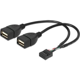 USB 2.0 pin header hun 2.54 mm 10 pin til 2 x USB-A hun - 40 cm