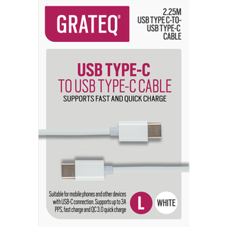 Grateq - USB-C cable - 24 pin USB-C to 24 pin USB-C - 2.25 m