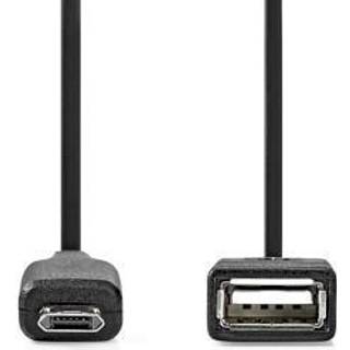 Nedis USB Mikro-B Adapter | USB 2.0 | USB Micro-B han | USB-A Hun | 480 Mbps | 0.20 m | Runde | Nikkelplateret | PVC | Sort | Box