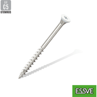 ESSVE 537145 Facadeskrue 4,4x45 mm, rustfri/syrefast A4, bånd. Hvid, pakke med 250