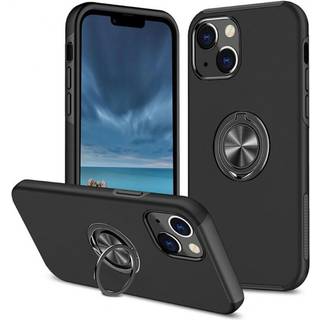 iPhone 14 Fingerring Kickstand Hybrid Taske - Sort