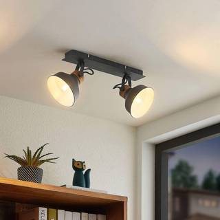 Lindby Nefeli loftlampe med trædetaljer 2 lyskilde