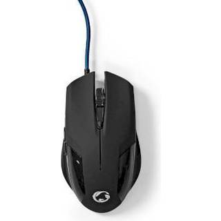 Nedis - Gaming Mouse | Kabel | 1200 / 2400 / 4800 / 7200 dpi | Justerbar DPI | Antal knapper: 6 | Programmerbare knapper | Højrehåndet | 1.50 m | Uden Belysning - GMWD110BK