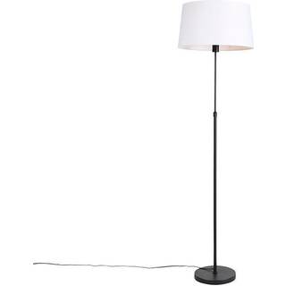 Gulvlampe sort med hvidt linnedskærm 45 cm justerbar - Parte