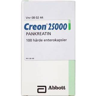 Creon 25.000 Lipase 25.000 EP-e (Håndkøb, apoteksforbeholdt) (Håndkøb, apoteksforbeholdt) 100 stk Enterokapsler, hårde + FRI FRAGT