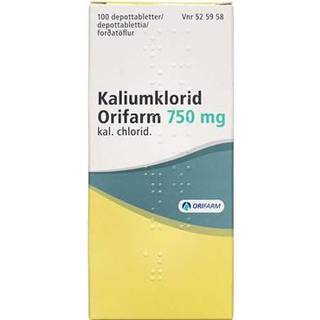 Kaliumklorid "Orifarm" 750 mg (Håndkøb, apoteksforbeholdt) 100 stk Depottabletter
