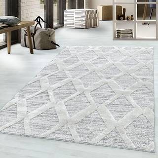 Pisa Rund Shaggy tæppe Boho - Grå - 80x80 (Rund)
