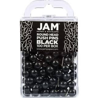 Jampapir Farverige push -stifter - Round Head Map Thumb Tacks - Black Pushpins - 100/Pack