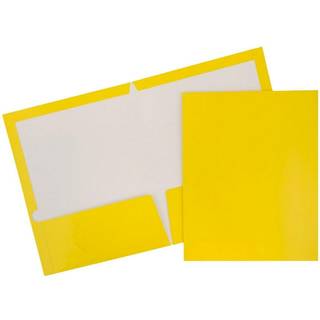 JAM PAPIR Lamineret to lommer blank skolemapper - Letter St?rrelse - H?jglans Gul - 6/Pak