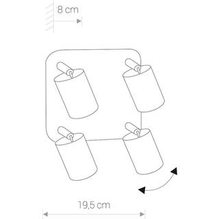 Loftlampe Eye Spot med 4 lyskilder, sort/messing