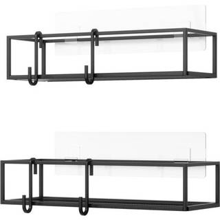 Selvklæbende hylder i metal (2 stk.) - Sort - 32,3cm x 11,7cm x 6,3cm - Joanna