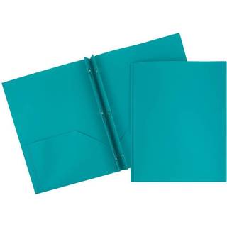 Jampapir plastfarve Popmapper - 2 Lommeholdige mapper med metalstykker Fastgørelseslås - Teal Blue - 6/Pack