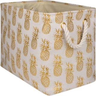 DII Polyester Storage Bin Gold Metallic Collection Sammenfoldelig med h?ndtag Medium ananas