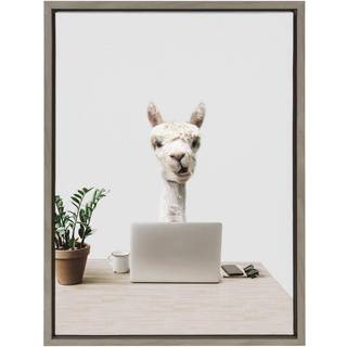 Kate og Laurel Sylvie Mr. Al Paca her im i distribution indrammet l?rred v?gkunst af Creative Bunch Studio 18x24 Gray Alpaca Art Office Decor