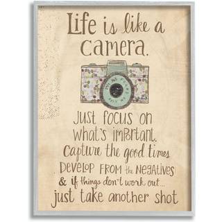 Stupell Industries Life er som et kamerainspirerende design af Katie Doucette Wall Art 16 X 20 Brown