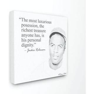 Stupell industrier personlig værdighed jackie robinson citat sort og hvid lærred vægkunst 17 x 17 flerfarve