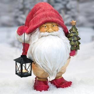 Design Toscano Lighting Santa's Path Whitey Holiday Gnome -statuen