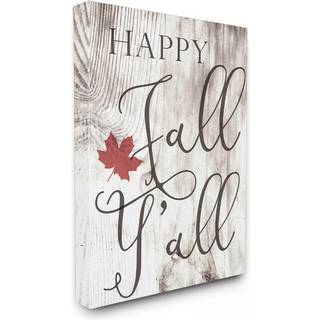 Stupell Industries Happy Fall Y'all Typography Sign Canvas Wall Art 16 X 20 Design af kunstner Daphne Polselli
