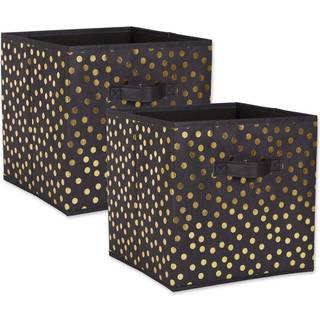 DII ikke v?vet opbevaringskollektion Polka Dot sammenfoldelig bin Black & Gold Small Set 11x11x11 Cube 2 Piece