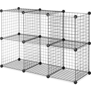 Whitmor Storage Cubes - Stackable Interlocking Wire -hylder - 14.25 """" D X 14.5 """" W x 14.5 """" H - Sort (Sæt på 6)