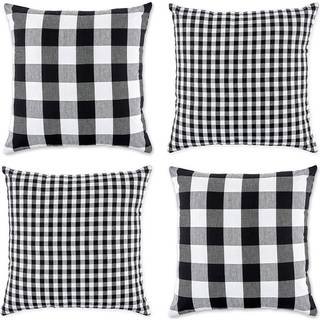 DII Assortered sort/hvid gingham/buffalo check pude cover 18x18 s?t/4