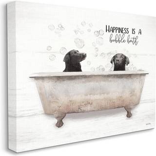 Stupell industrier dyre badev?relse lykke er et boble badehund citat designet af lori deiter v?g art 11 x 14 sort indrammet