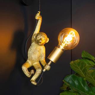 Extravaganza Chimp væglampe, guld mat/sort