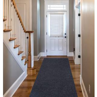 Ottomanson Solid Design Slips Rubberback 3x17 Indoor/Outdoor Runner Rug til Hallway Kitchen Living Room Garage Patio 2'7 """" X 17 'sort