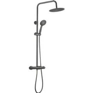 Nortiq brusesystem med termostat og 22 cm brusehoved, gun sort