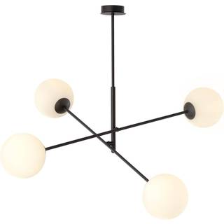 Loftlampe Linear, sort/opal, 4 lyskilder