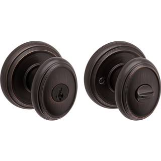 Baldwin Carnaby Entry Door Knob Handle med Keyed Lock med SmartKey Re-Key Technology og Microban Protection i venetiansk bronze