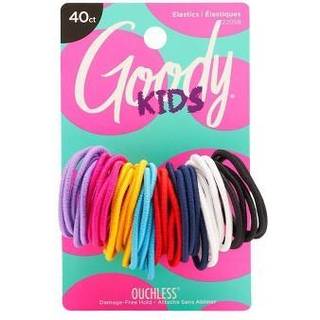Goody Kids Ouchless Elastic Hair Tie - 40 Count Assorterede farver - 2 mm til fint til medium hår - Smertefrithårstilbehør til mænd Kvinder og pi
